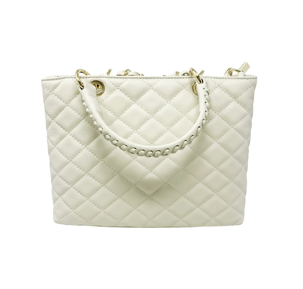 German Fuentes Medium Handbag - Quilted Beige