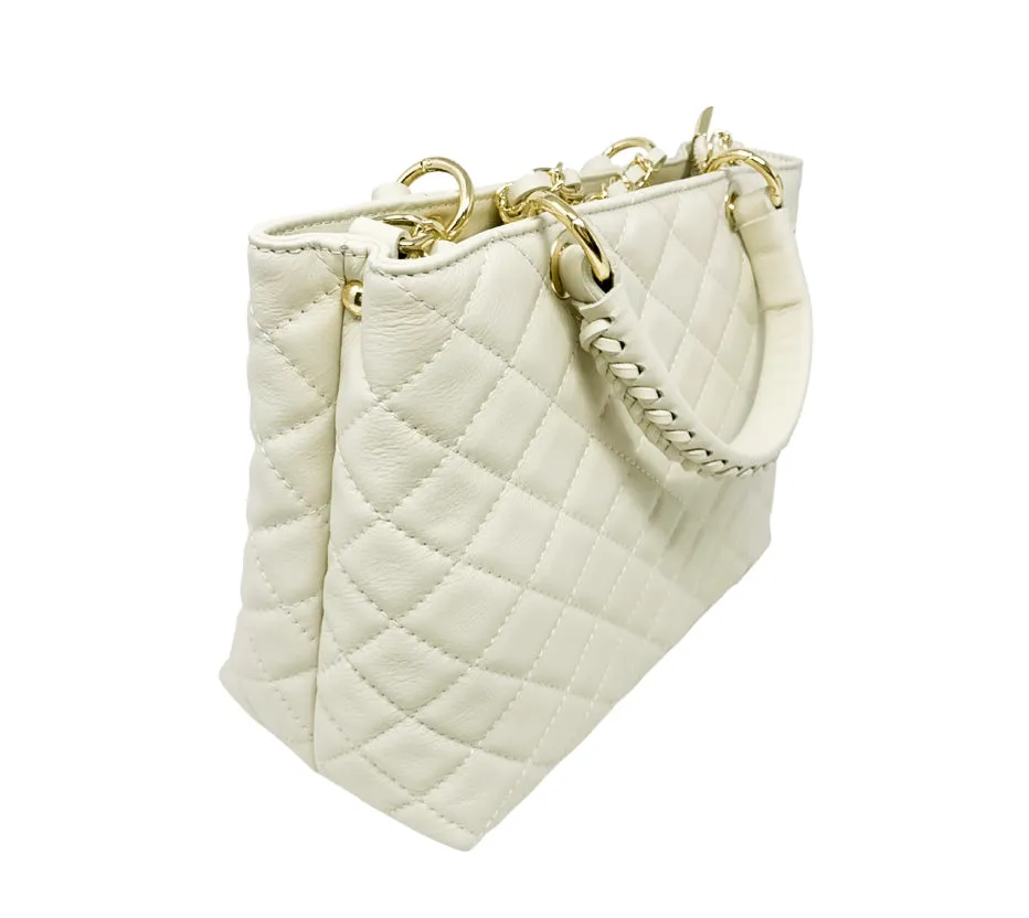 German Fuentes Medium Handbag - Quilted Beige