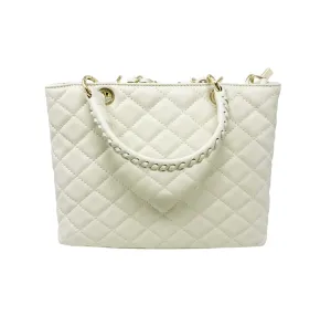 German Fuentes Medium Handbag - Quilted Beige