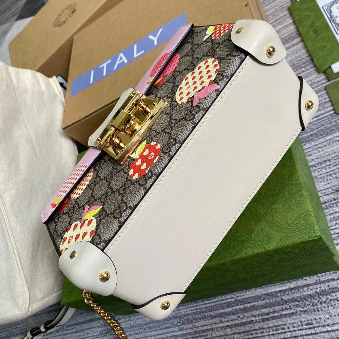 gg Padlock gg Small amboo Strawberry Shoulder Bag Beige For Women, Women&#8217;s Bags 9.5in/24cm gg