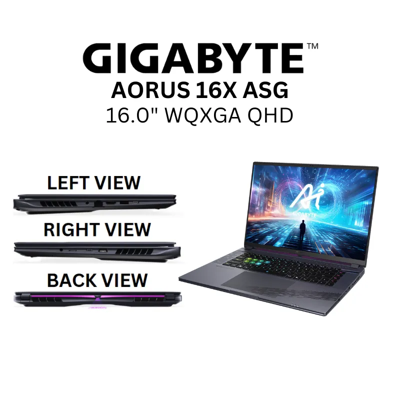GIGABYTE AORUS 16X ASG 16" QHD  165hz/ i7-14650HX/ RTX 4070/ 1TB SSD/ 16GB DDR5 5600