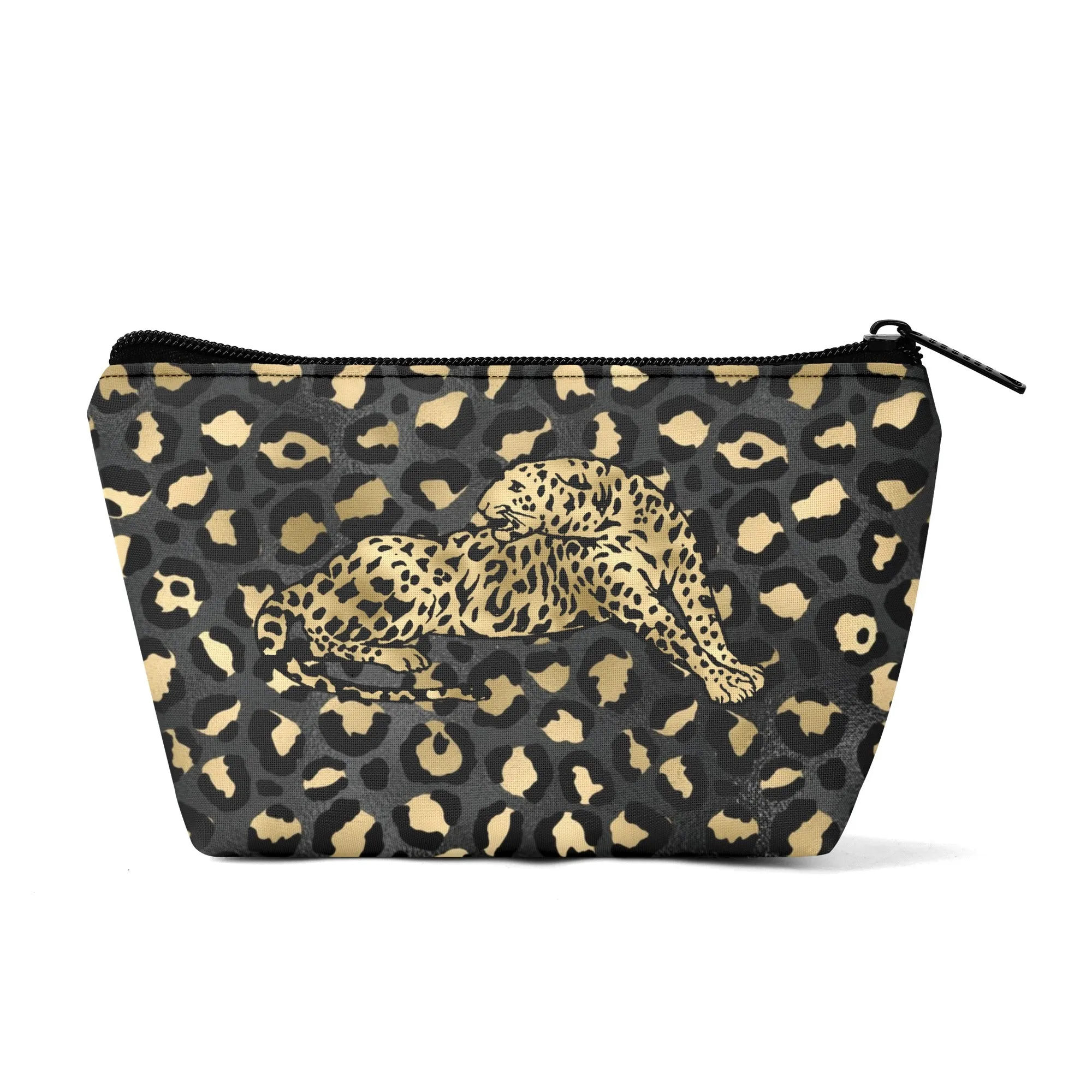 Gold Leopard Pattern Zipper Wristlet Bag
