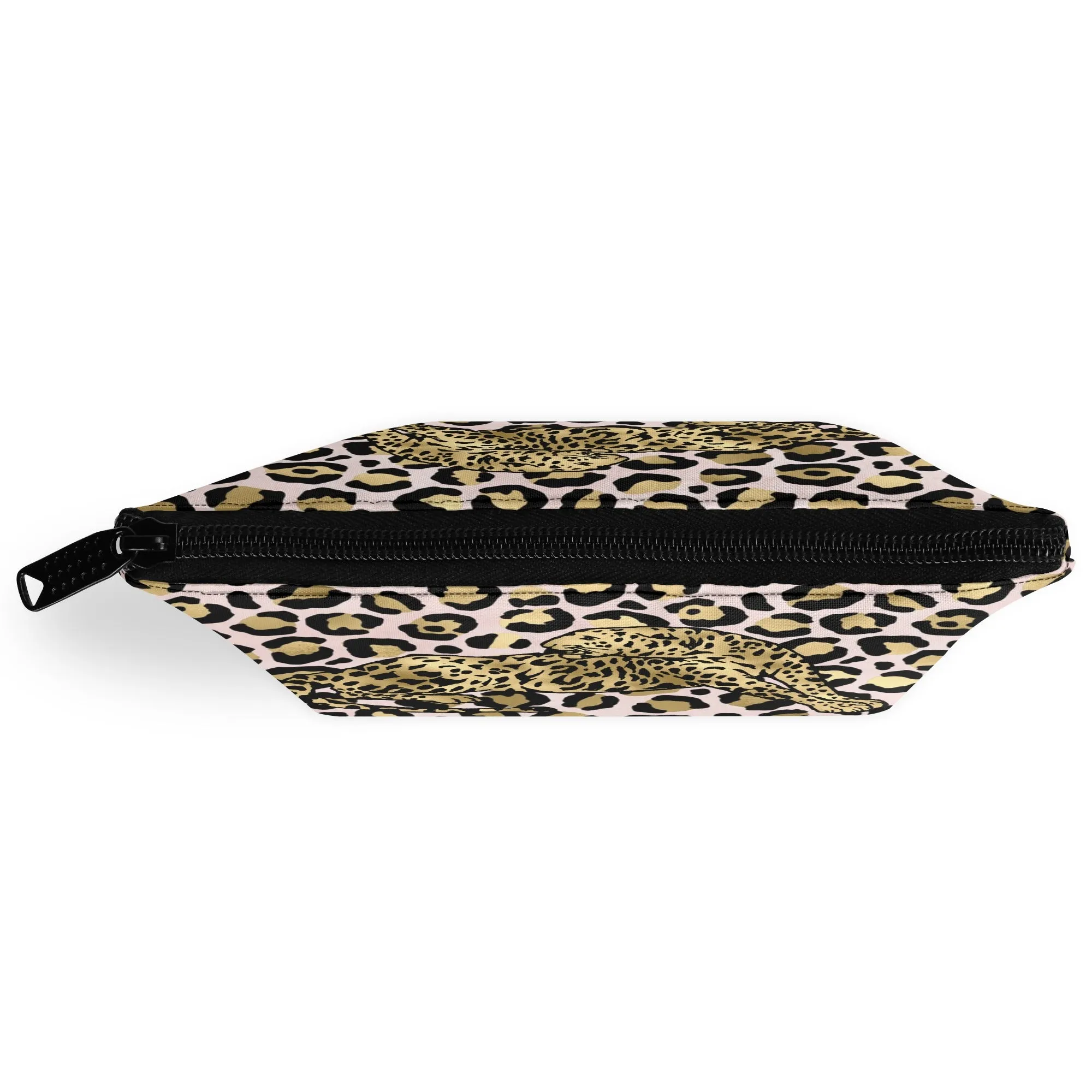 Gold Leopard Pattern Zipper Wristlet Bag