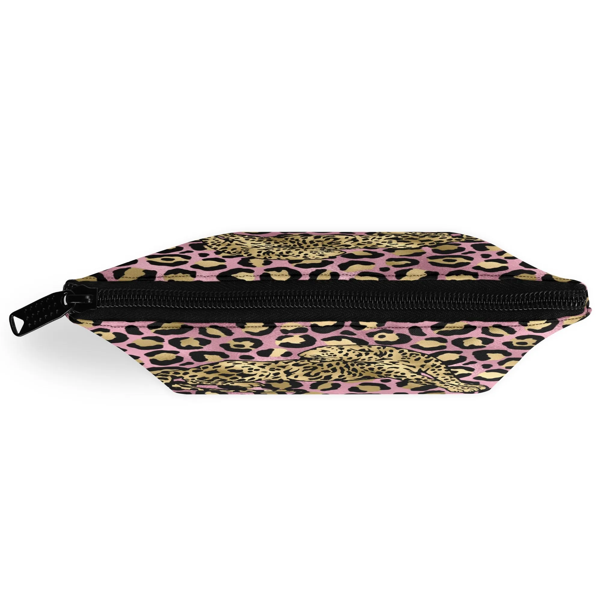 Gold Leopard Pattern Zipper Wristlet Bag