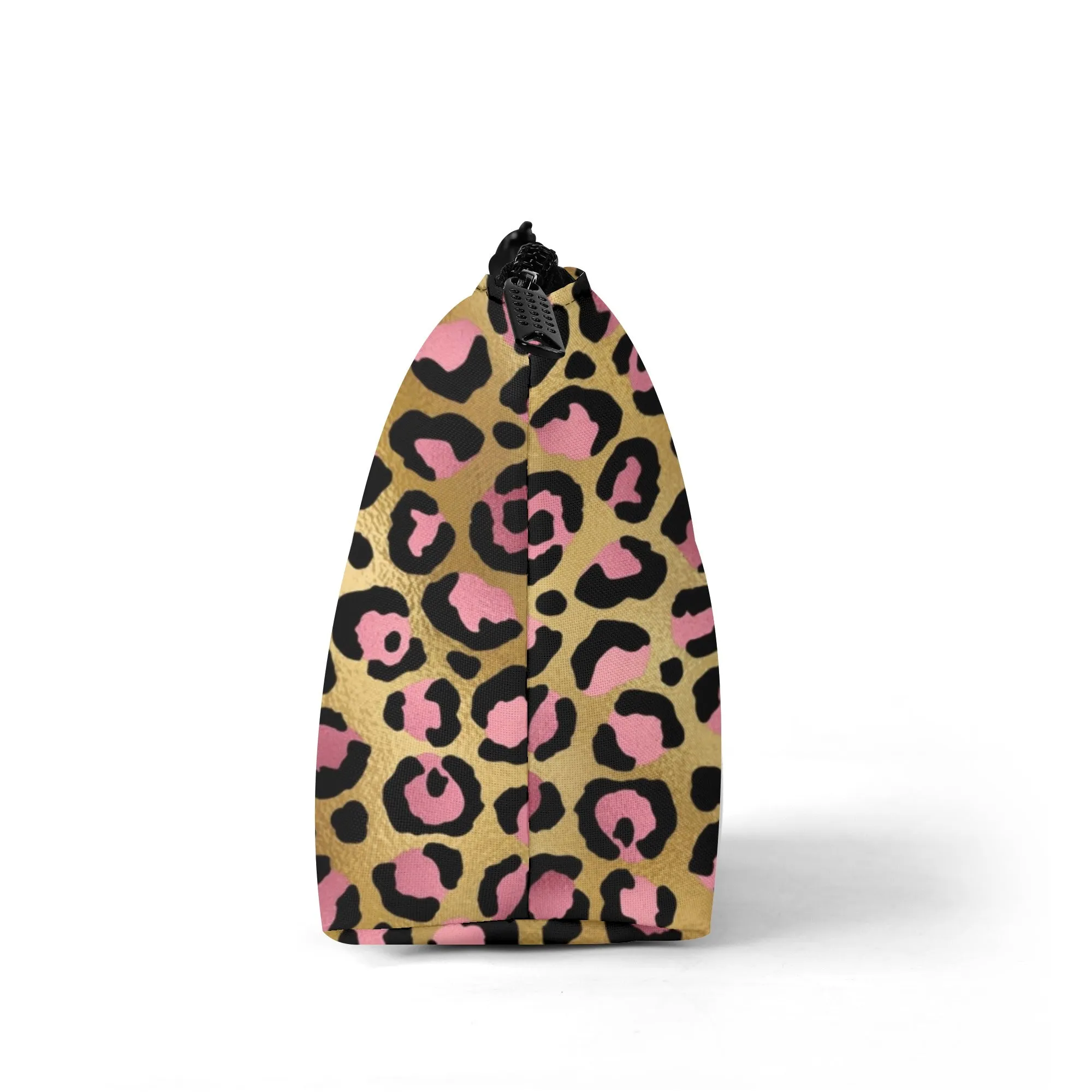 Gold Leopard Pattern Zipper Wristlet Bag