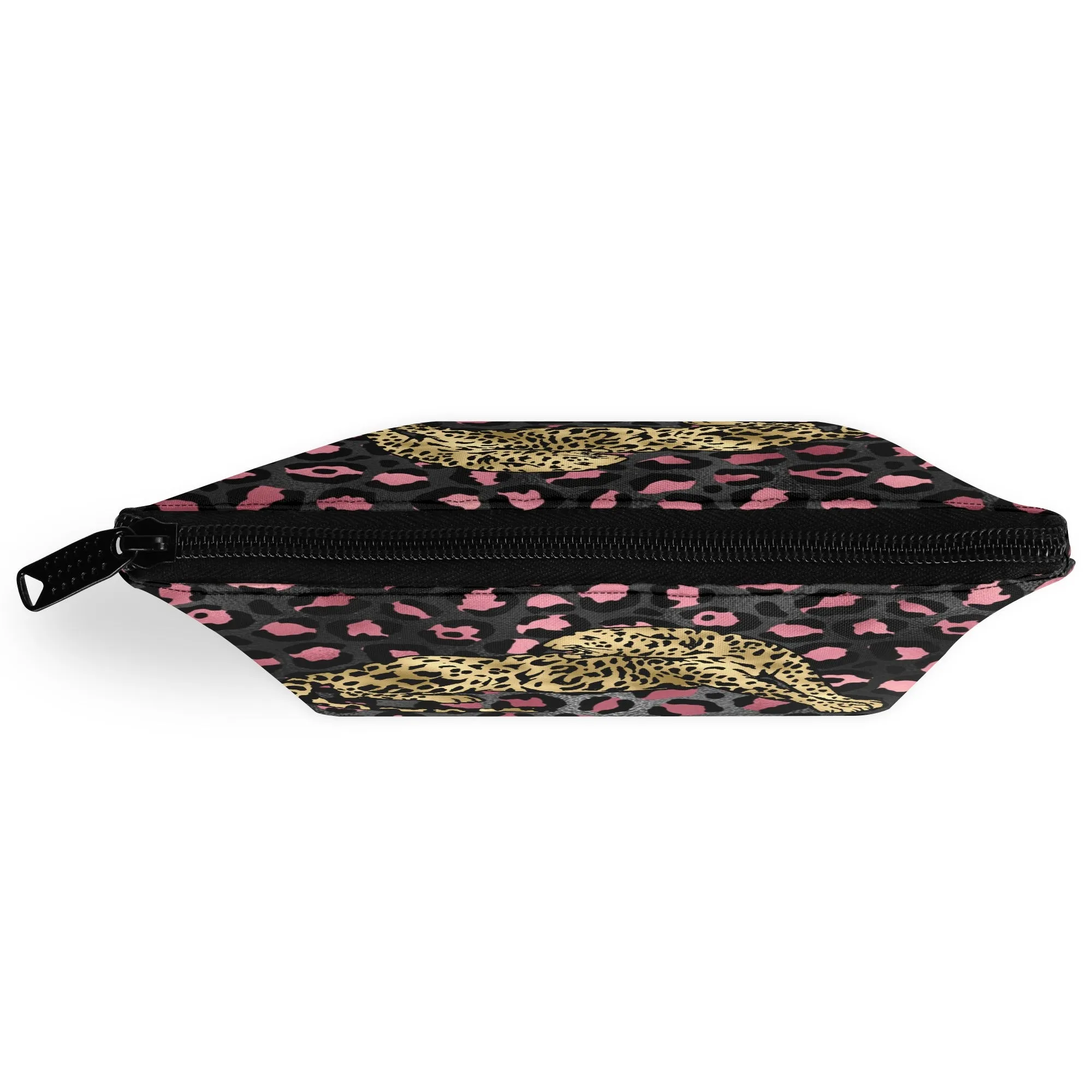 Gold Leopard Pattern Zipper Wristlet Bag