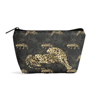 Gold Leopard Pattern Zipper Wristlet Bag