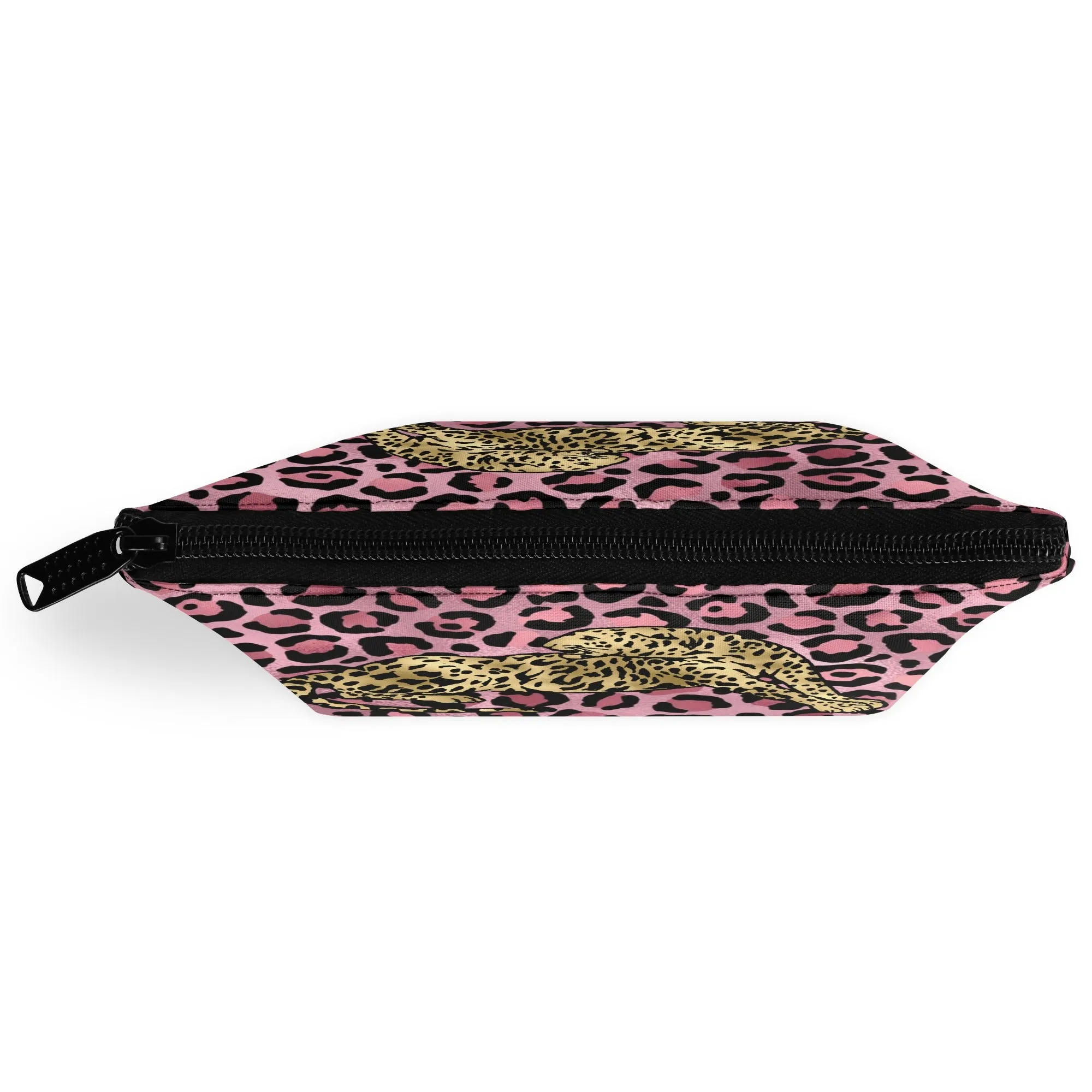 Gold Leopard Pattern Zipper Wristlet Bag