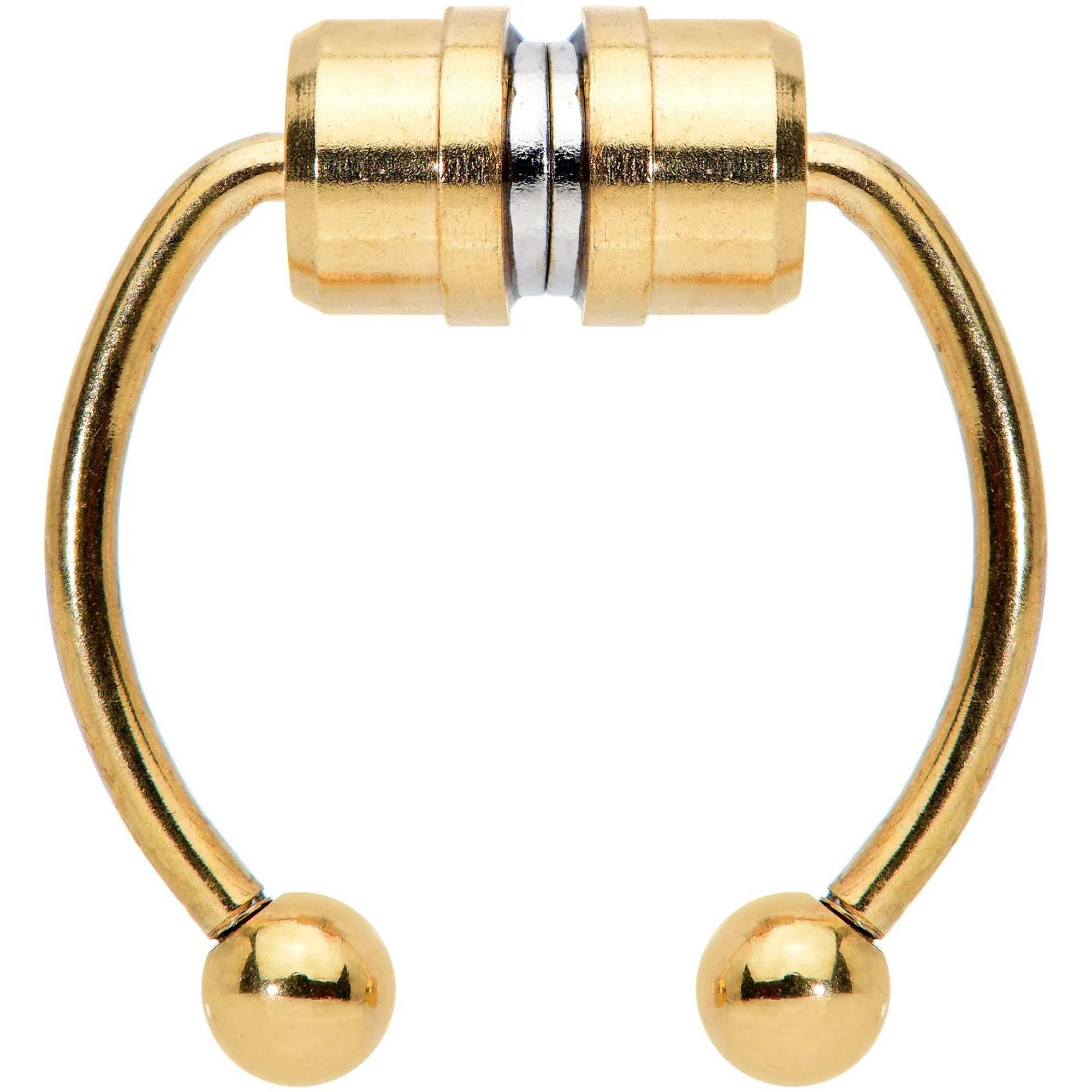 Gold Tone Magnetic Septum Ring Horseshoe Non-Pierced Fake Nose Ring