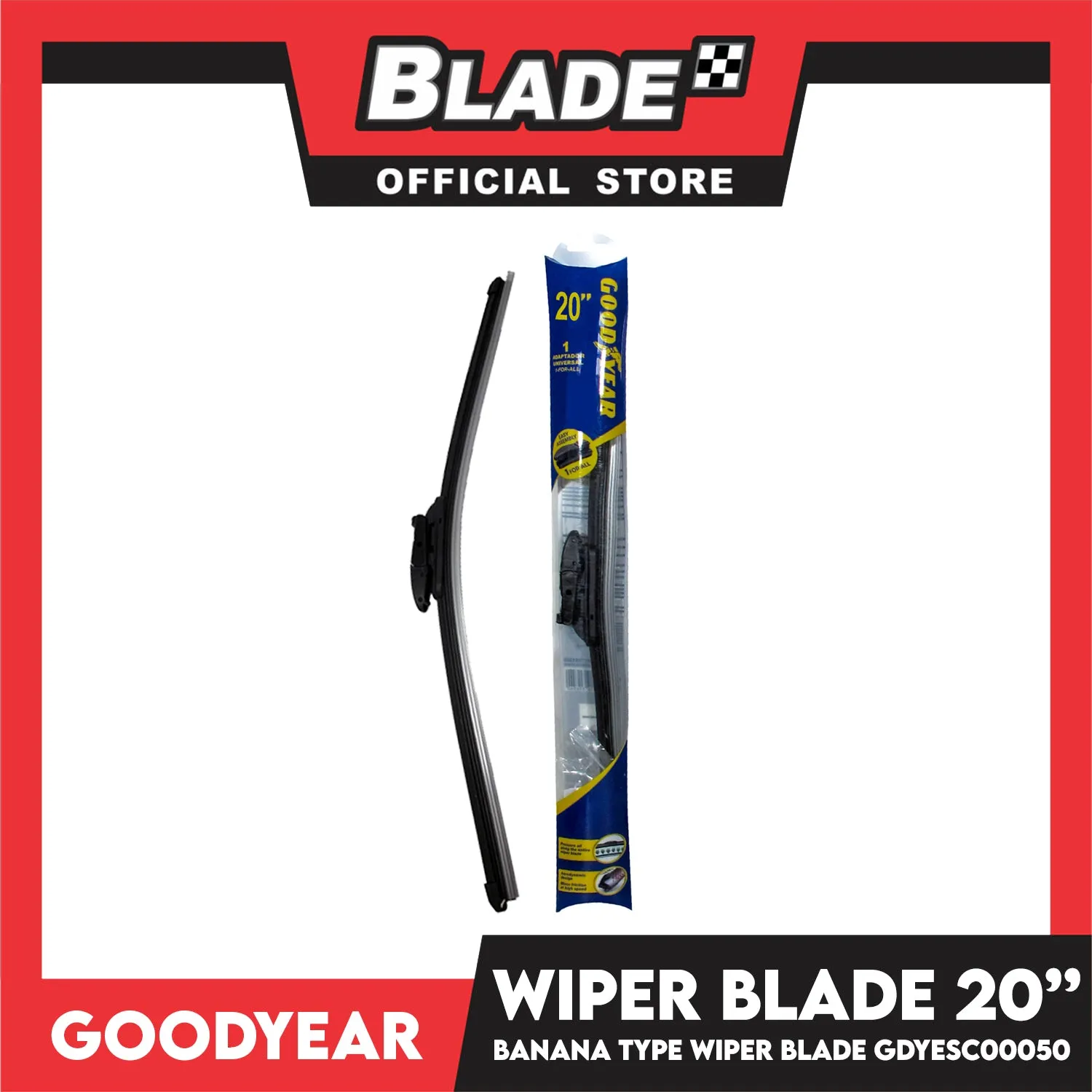Goodyear Banana Type Universal Wiper Blade 20'' (Bundle of 2) Aerodynamic Design