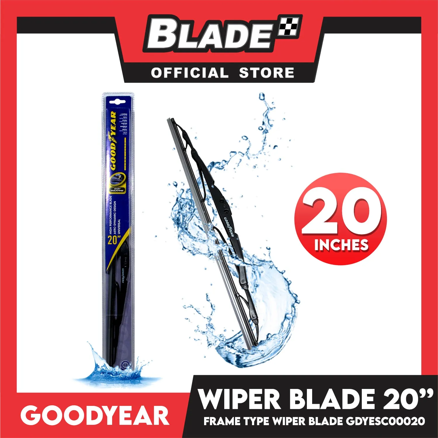 Goodyear Banana Type Universal Wiper Blade 20''/18'' Set Aerodynamic Design