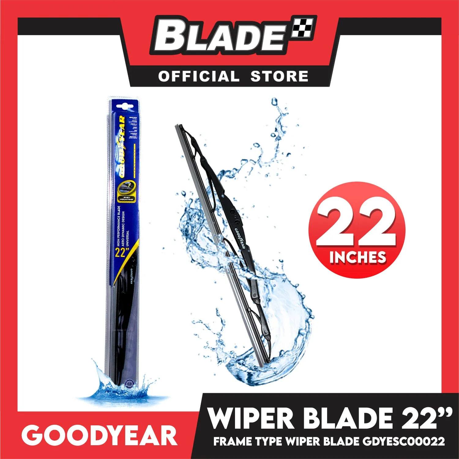 Goodyear Banana Type Universal Wiper Blade 22''/16'' Set Aerodynamic Design