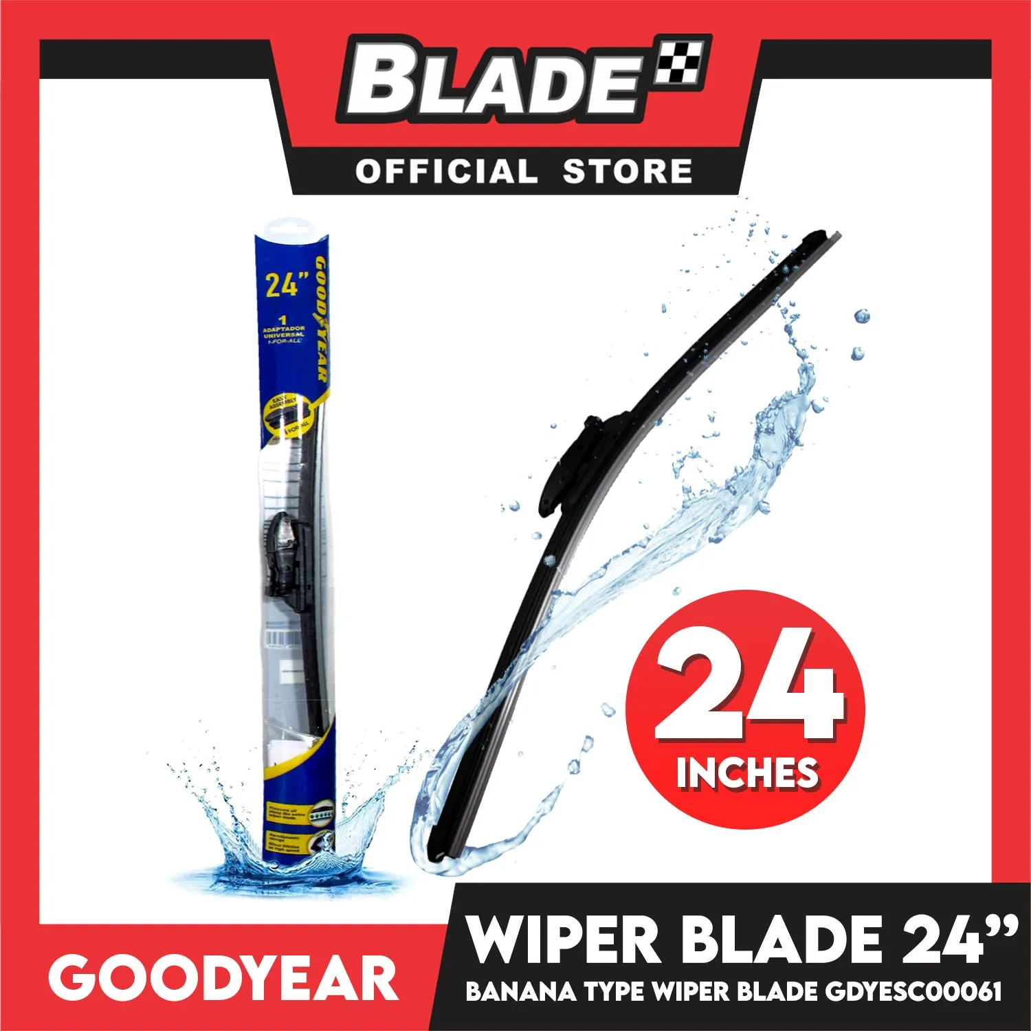 Goodyear Banana Type Universal Wiper Blade 24'' (Bundle of 2) Aerodynamic Design