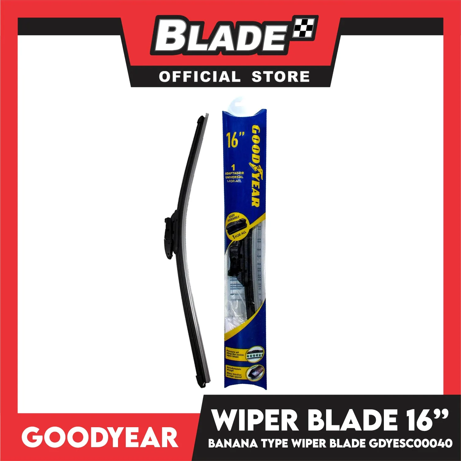 Goodyear Wiper Blade Banana Type Universal GDYESC00040 16'' Aerodynamic Design