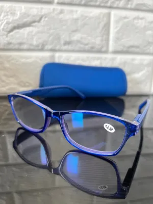 Great Quality Fashion Blue Light Blocking Readers with case - Blue -  2.50