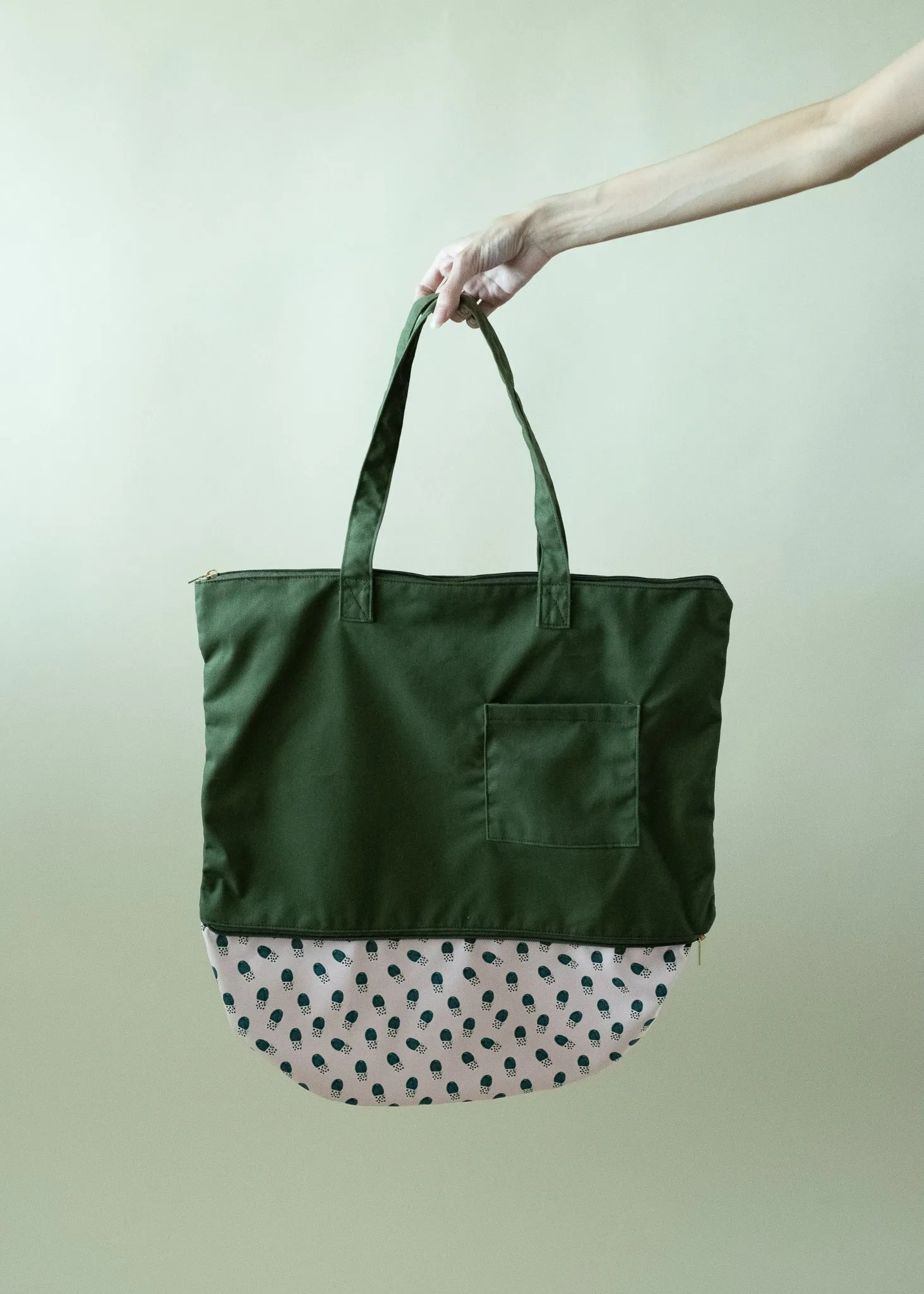 Green Cactus CarryAll Expandable Washable Tote Bag