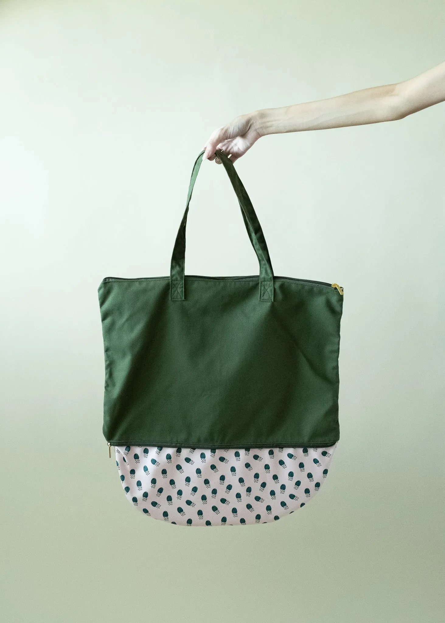 Green Cactus CarryAll Expandable Washable Tote Bag