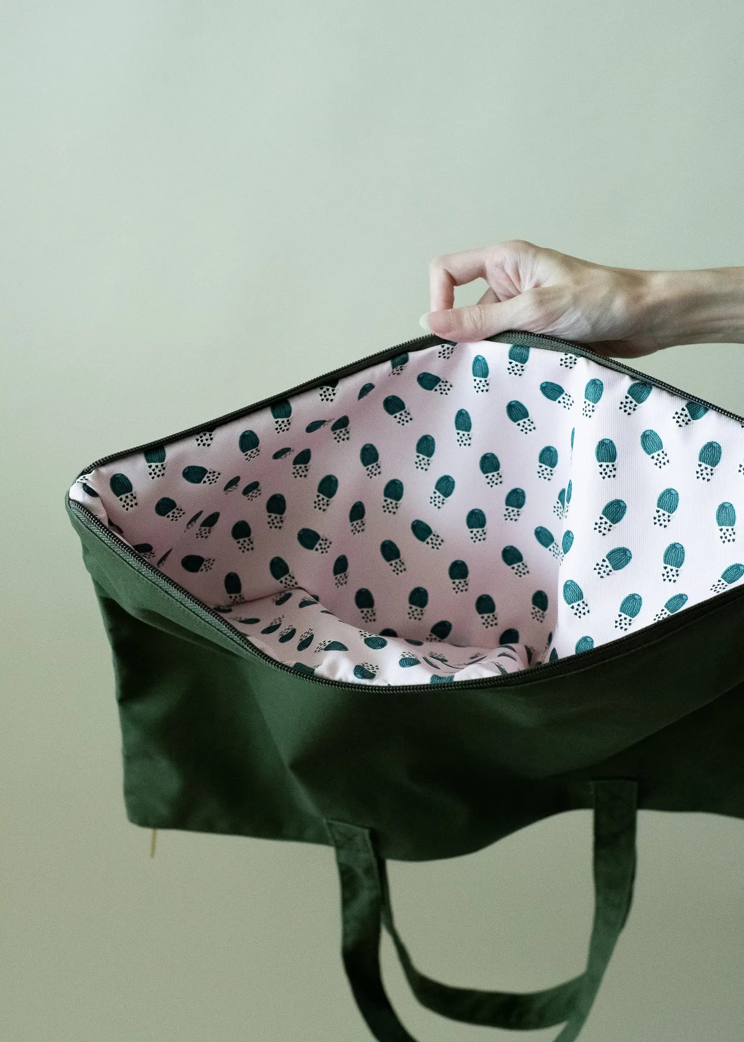 Green Cactus CarryAll Expandable Washable Tote Bag