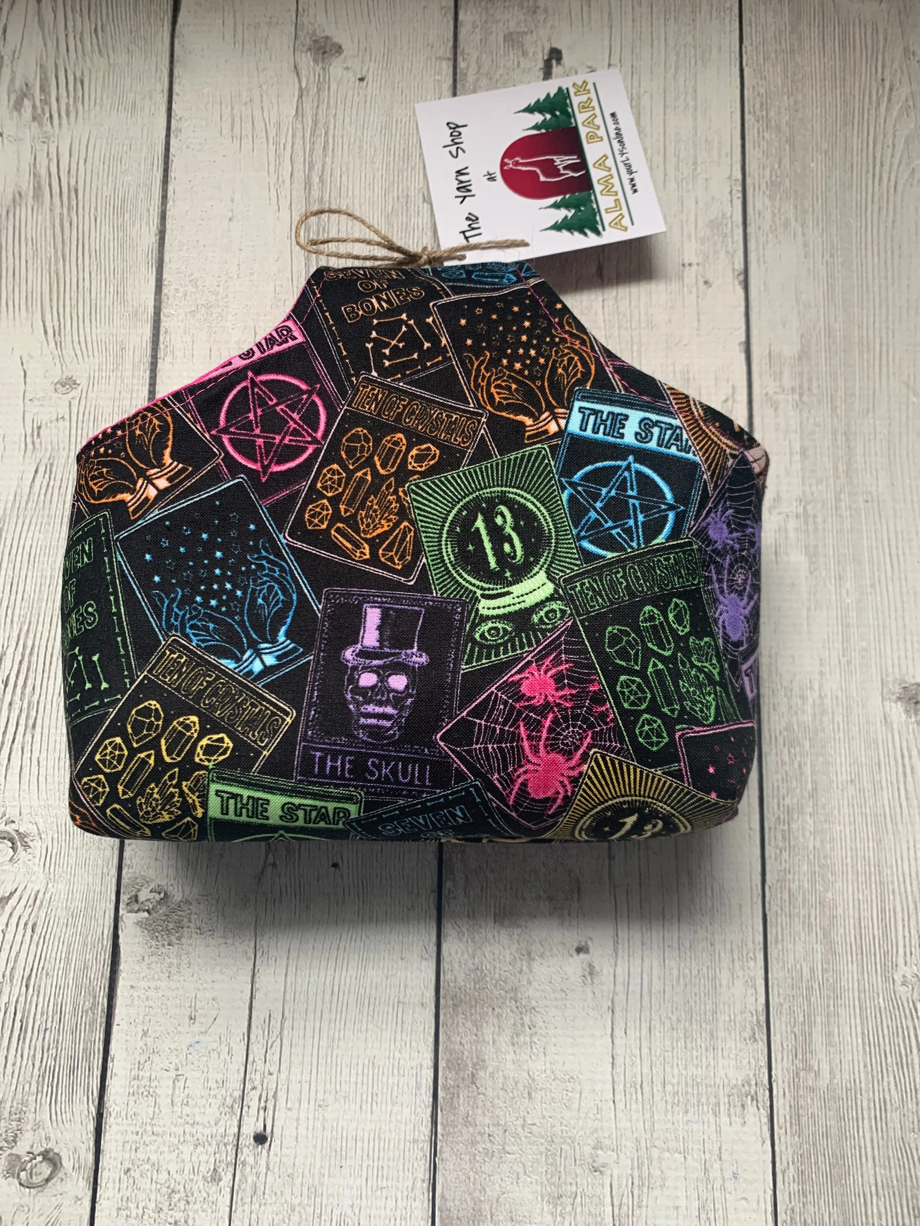 Handle Project Bag by Rose (Small)- Perfect for SOCK Knitters -  Tarot Cards with Pink