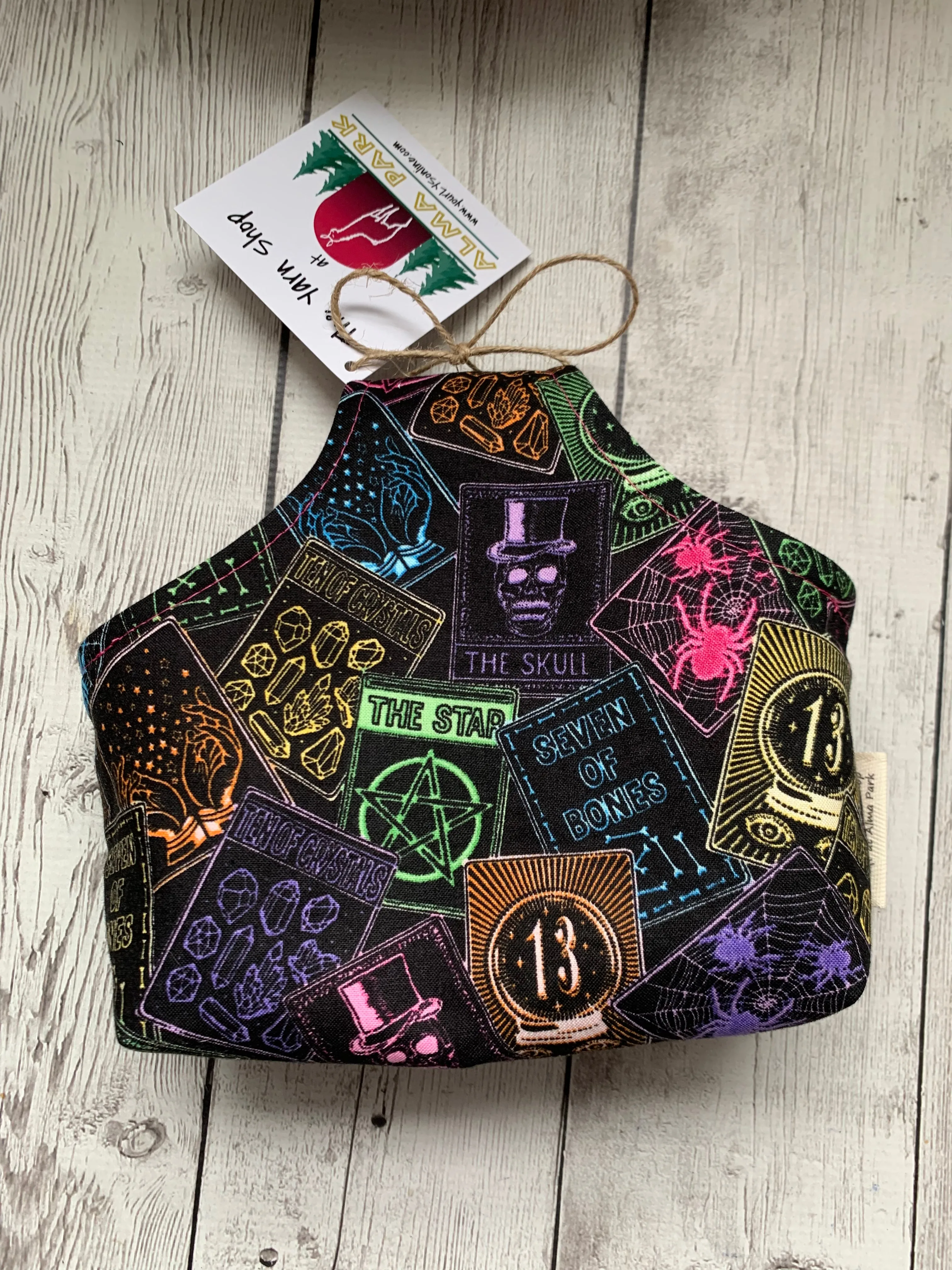 Handle Project Bag by Rose (Small)- Perfect for SOCK Knitters -  Tarot Cards with Pink