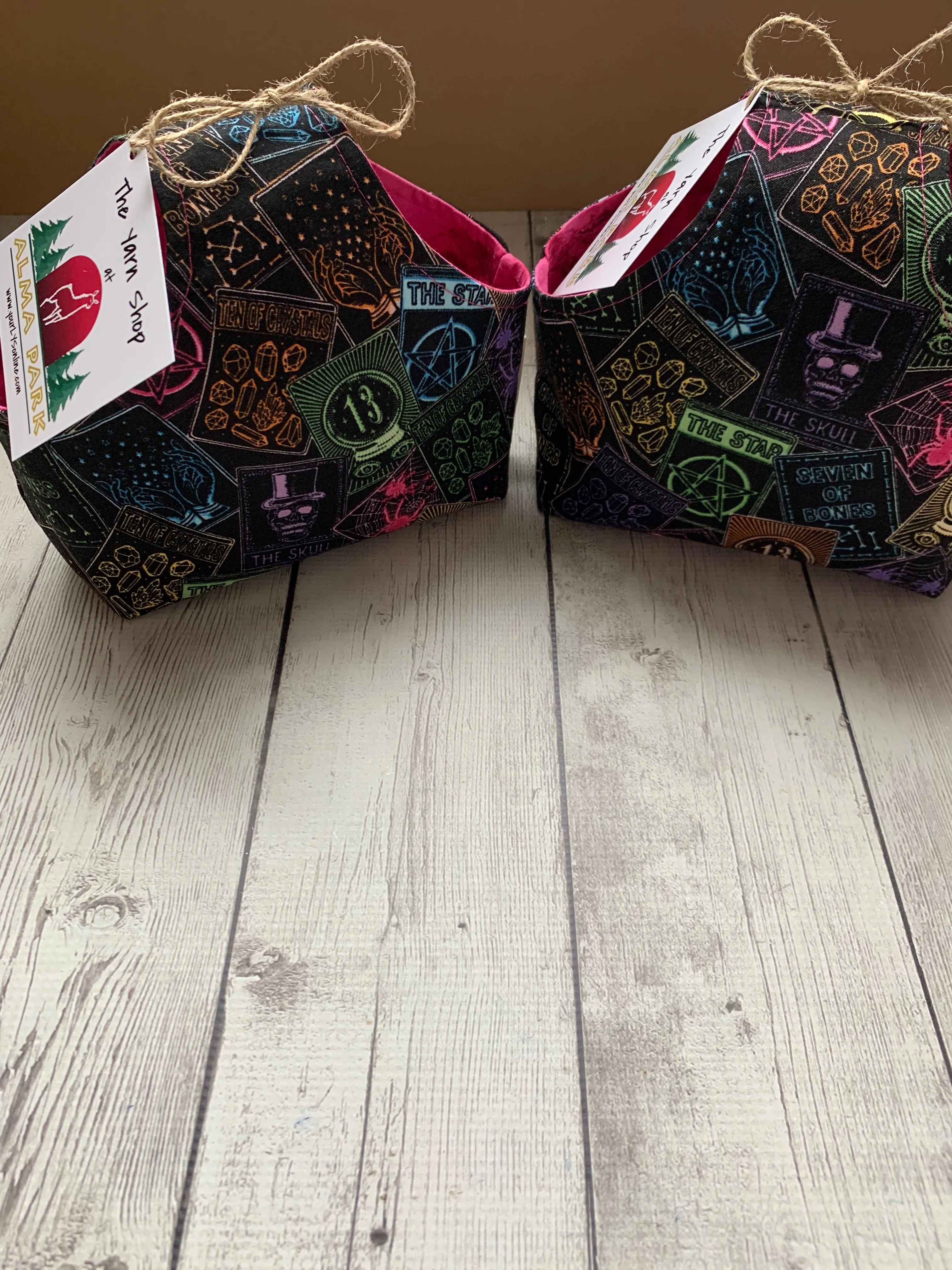 Handle Project Bag by Rose (Small)- Perfect for SOCK Knitters -  Tarot Cards with Pink
