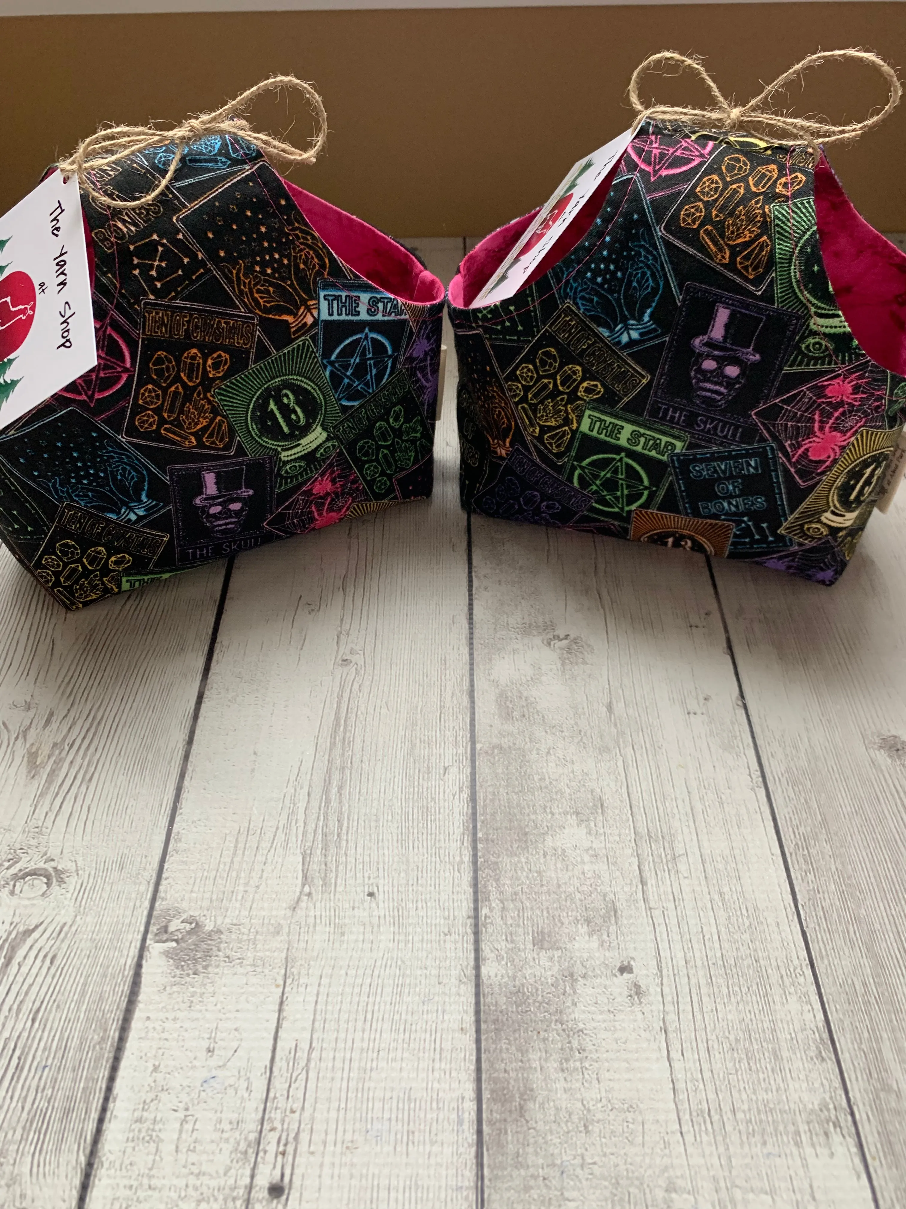 Handle Project Bag by Rose (Small)- Perfect for SOCK Knitters -  Tarot Cards with Pink