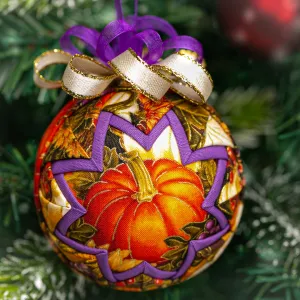 Handmade Heirloom Quilted Joyful Fall Ornament