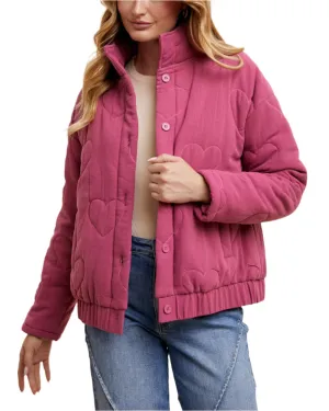 Heart Quilted Button Down Jacket