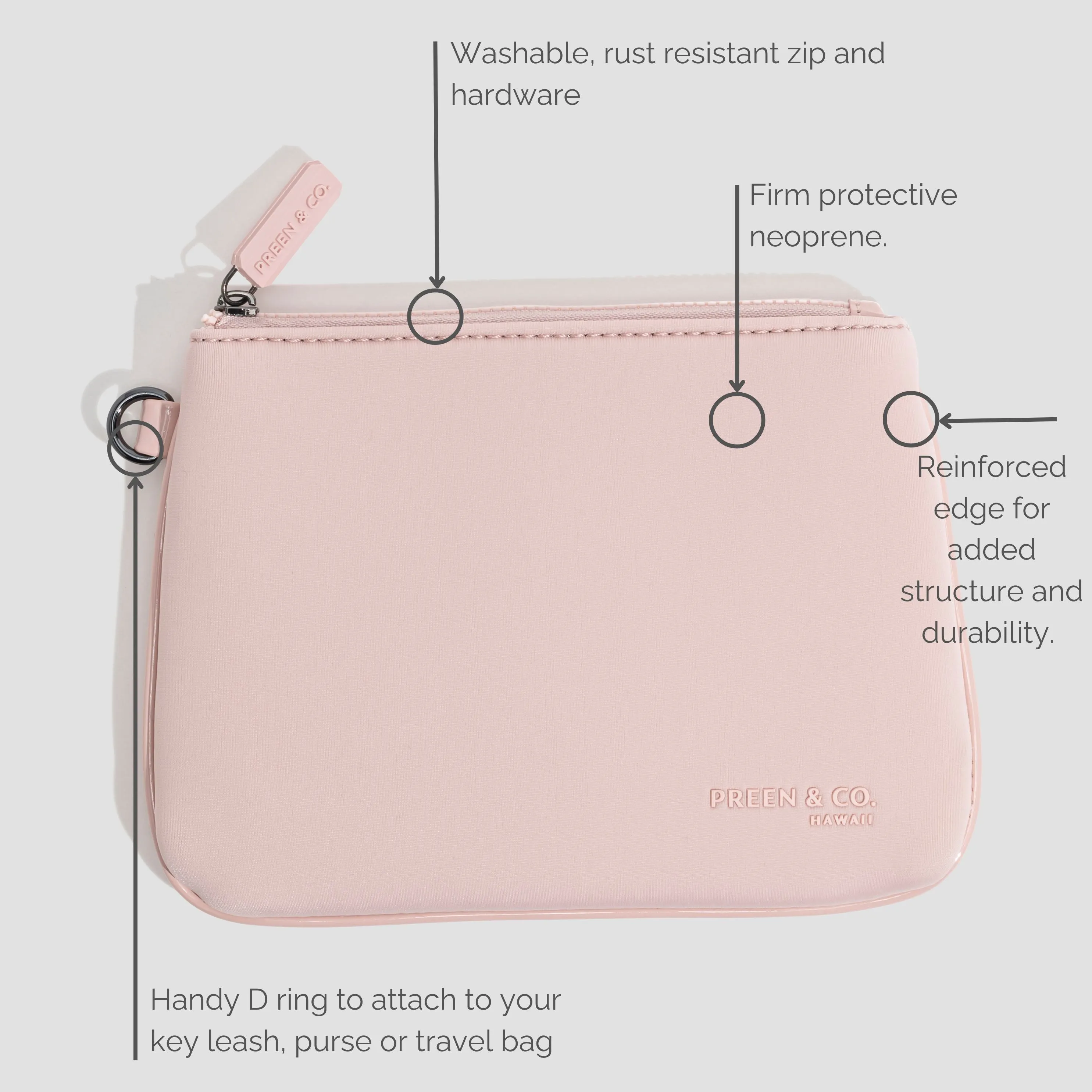 Heat Defense Cosmetic Case & Pouch Set (Nude Pink) 20% less
