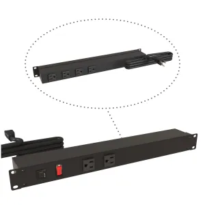 Heavy Duty Rack Mount 19" Power Bar, IEC 6-Outlet, 15 ft. cord, 125VAC, 15A, Black