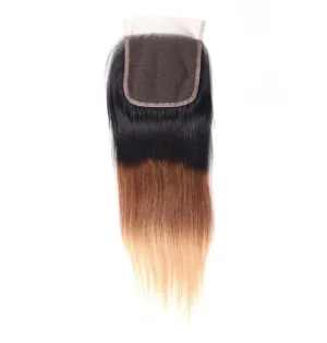 HIHAIR® OMBRE T1B427 STRAIGHT LACE CLOSURE 4*4- 100% HUMAN VIRGIN HAIR