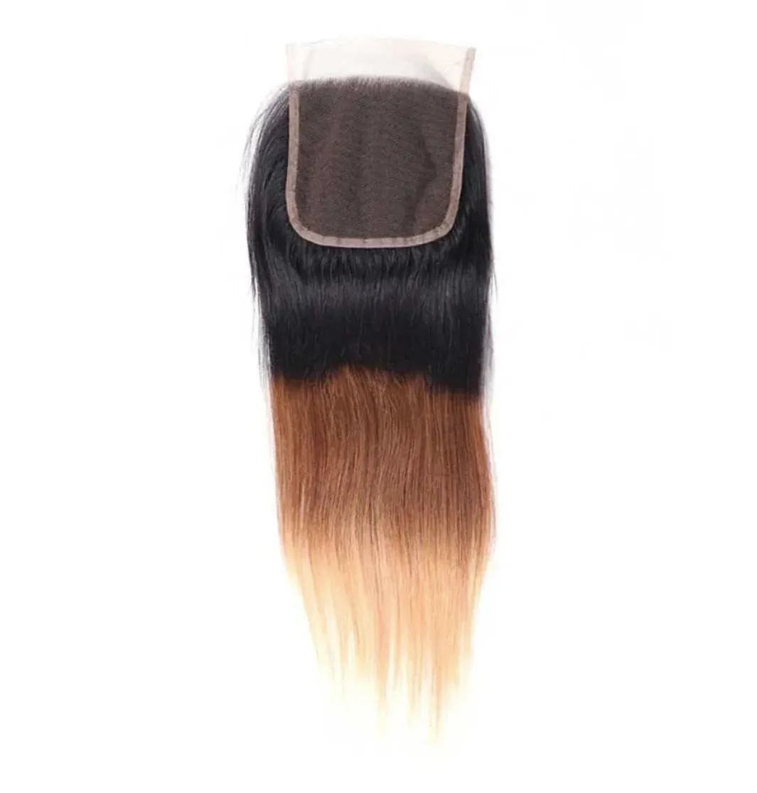 HIHAIR® OMBRE T1B427 STRAIGHT LACE CLOSURE 4*4- 100% HUMAN VIRGIN HAIR