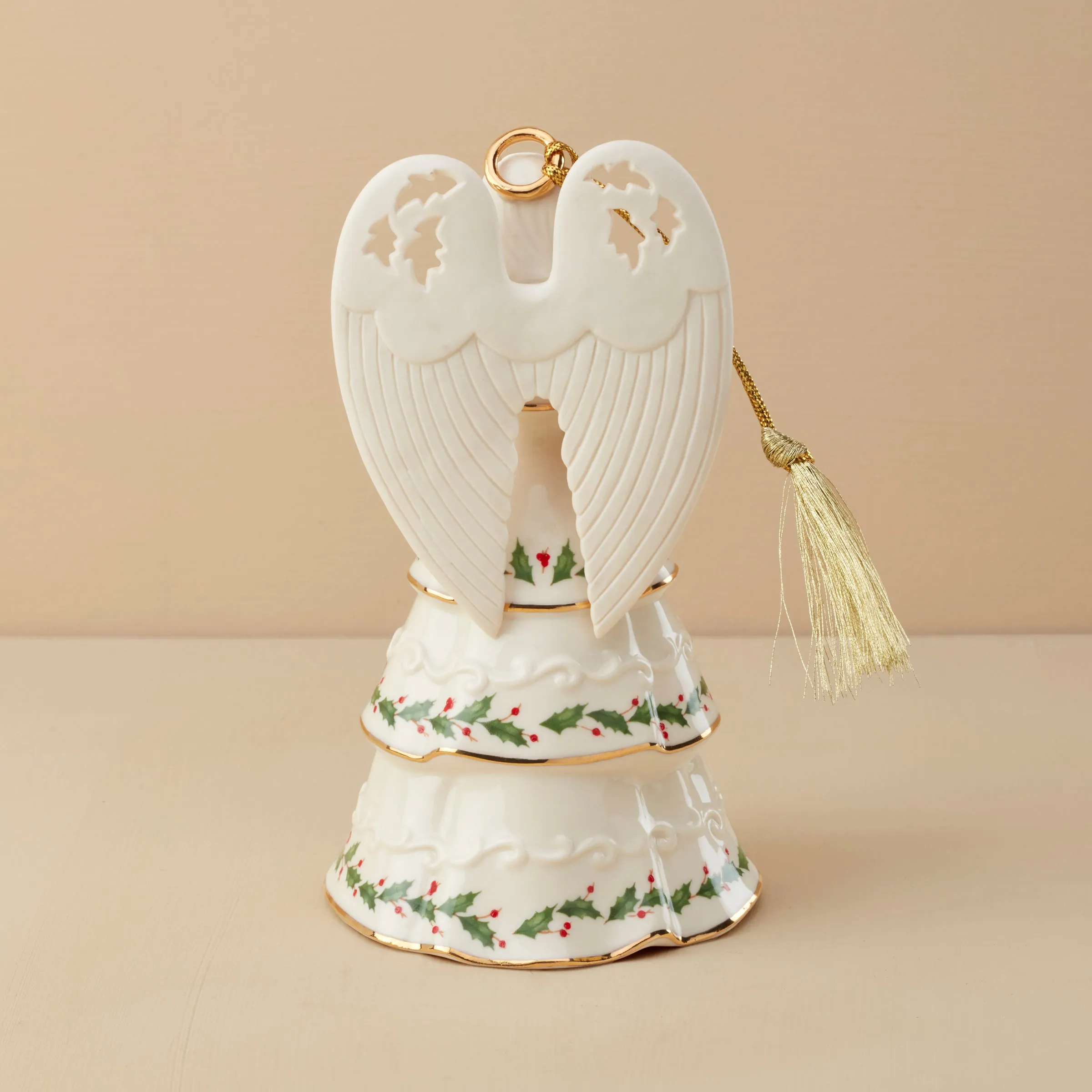 Holiday Angel Bell Holding Bouquet Ornament
