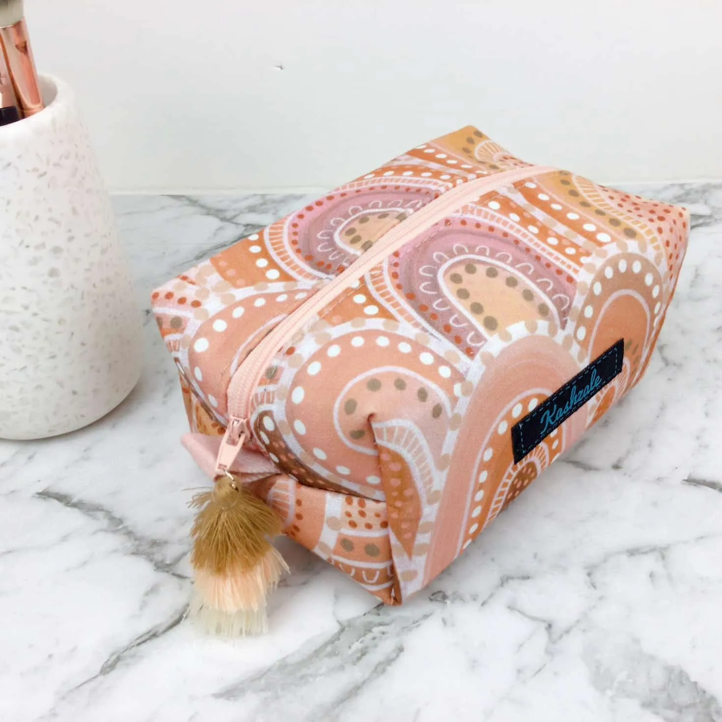 Holly Sanders Sand Hills Medium Box Makeup Bag.
