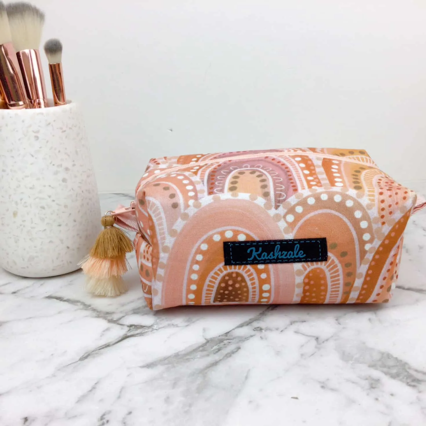 Holly Sanders Sand Hills Medium Box Makeup Bag.