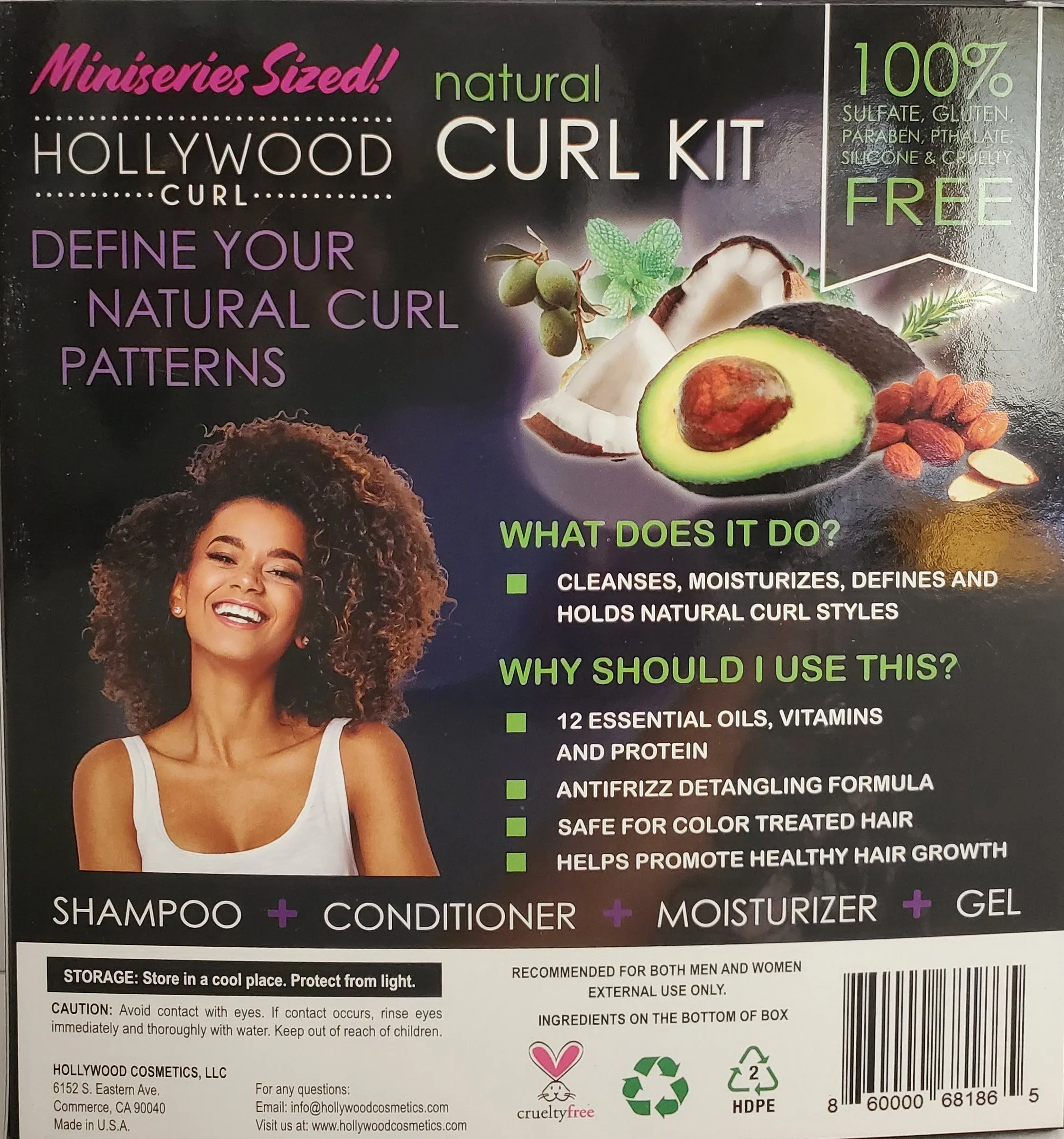 Hollywood Curl Natural Curl Styling Kit with 12 Essential Oils, Vitamins and Protein