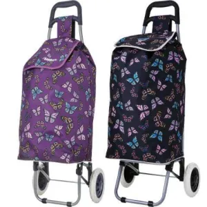 Hoppa Mini 47L (60x33x24cm) Lightweight Wheeled Shopping Trolley - Black   Purple