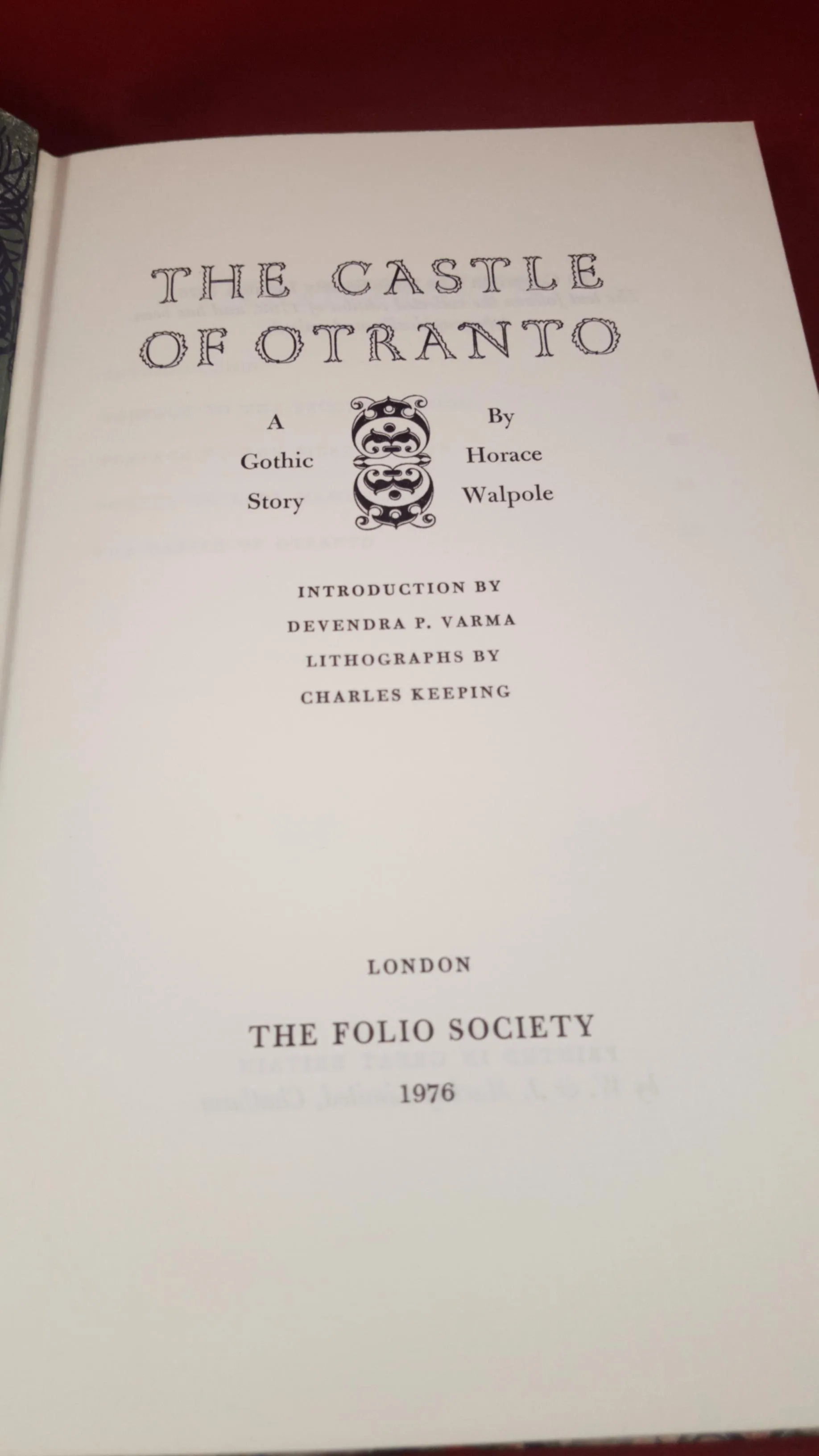 Horace Walpole - The Castle of Otranto, The Folio Society, 1976, A Gothic Story