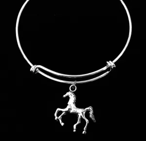 Horse Charm Bracelet Expandable Adjustable Wire Bangle Trendy Handmade Unique Fun Gift