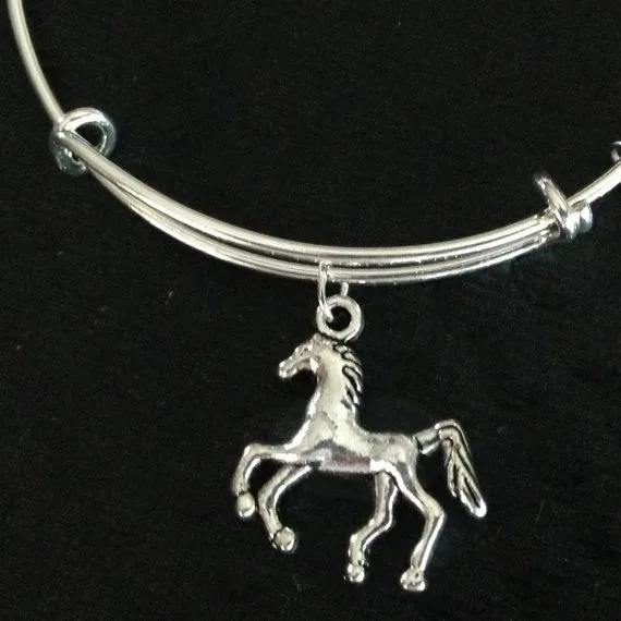 Horse Charm Bracelet Expandable Adjustable Wire Bangle Trendy Handmade Unique Fun Gift