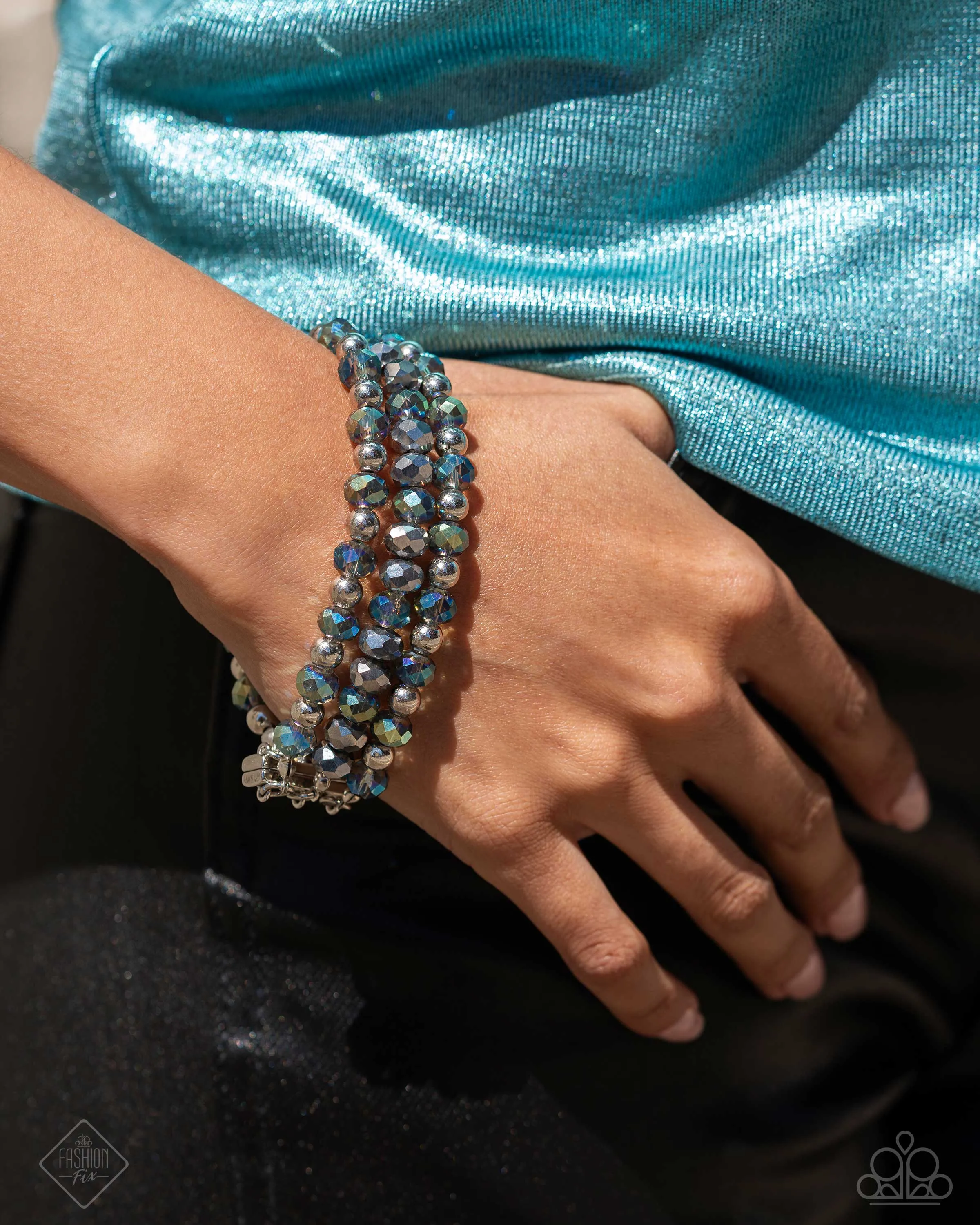 Ignited Influence - Silver - Oil Spill Bead Paparazzi Magnetic Bracelet - July 2024 Magnificent Musings