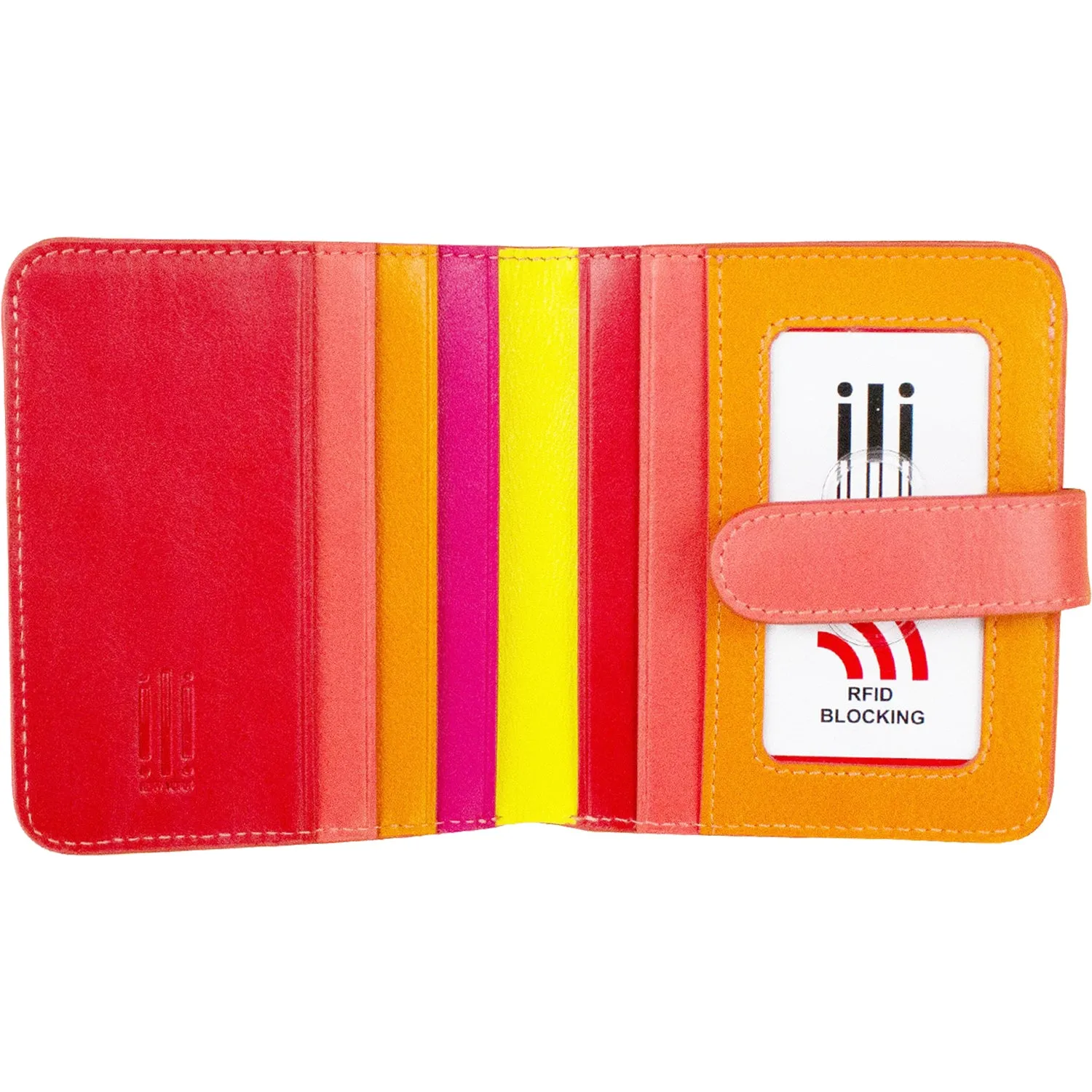ili New York Bi-Fold Credit Card Wallet Sunset Multi Leather