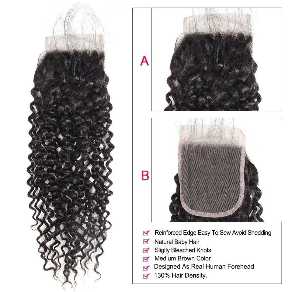 Indian Curly Hair 4"x4" Lace Closure