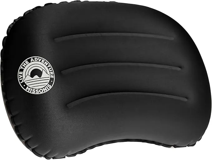 Inflatable pillow, lightweight, compact, compressible, waterproof, comfortable for sleeping while backpacking, hiking, traveling outdoor adventure. (Black)