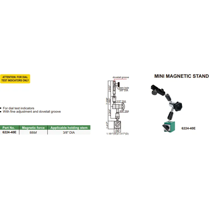 Insize Mechanical Lock Magnetic Stand 40 kg Force Series 6224-40E