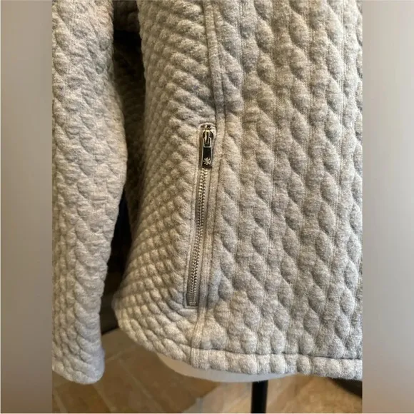 ISAAC MIZRAHI Live! Grey Mixed Quilted Motorcycle Jacket - Large