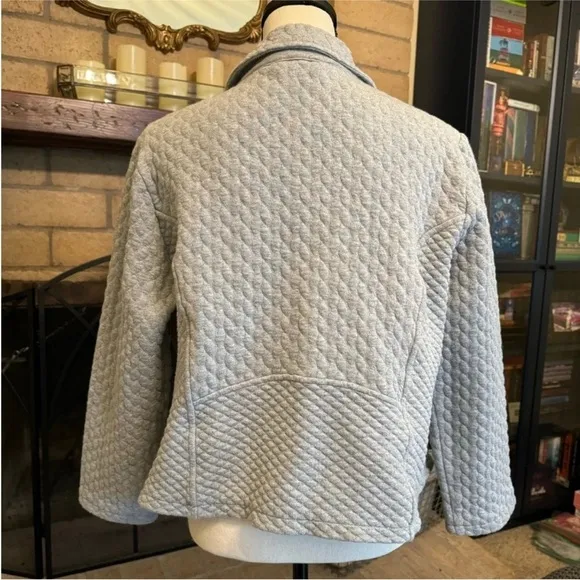 ISAAC MIZRAHI Live! Grey Mixed Quilted Motorcycle Jacket - Large
