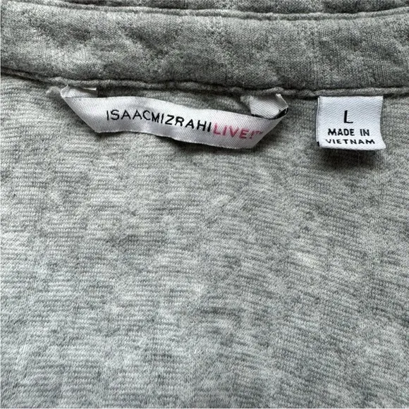 ISAAC MIZRAHI Live! Grey Mixed Quilted Motorcycle Jacket - Large