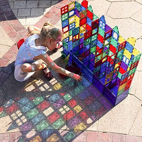 Jasonwell 65 PCS Magnetic Tiles Building Blocks Set for Boys Girls Preschool Educational Construction Kit Magnet Stacking Toys for Kids Toddlers Children 3 4 5 6 7 8 Year Old