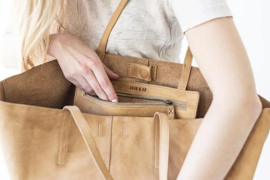 JUJU & CO  Unlined Leather Tote - Tan